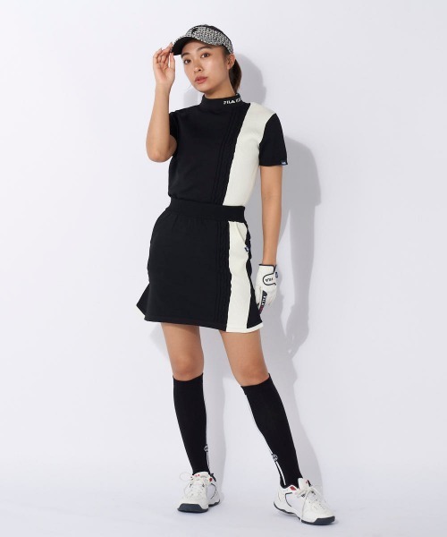 FILA GOLF(フィラゴルフ )の「【FILAGOLF/フィラゴルフ】レディースニットスカート|細見えバイカラー切替・後裾フレア|ニットアップコーデ ゴルフ(スカート・レディース・オフホワイト/ブラック・LARGE/MEDIUM)」の22枚目の写真