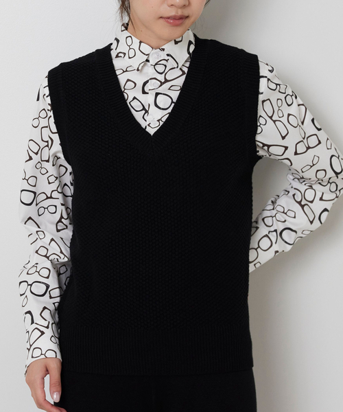 NARACAMICIE(ナラカミーチェ)の「【NARACAMICIE】【セットアップ対応】鹿の子ニットベスト(ニット/セーター・レディース・ブラウン/ブラック・M)」の2枚目の写真