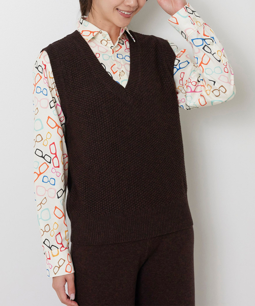 NARACAMICIE(ナラカミーチェ)の「【NARACAMICIE】【セットアップ対応】鹿の子ニットベスト(ニット/セーター・レディース・ブラウン/ブラック・M)」の4枚目の写真