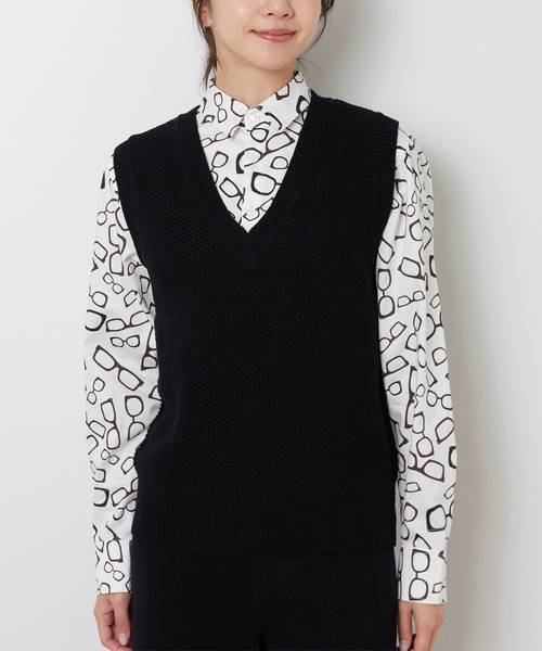 NARACAMICIE(ナラカミーチェ)の「【NARACAMICIE】【セットアップ対応】鹿の子ニットベスト(ニット/セーター・レディース・ブラウン/ブラック・M)」の5枚目の写真