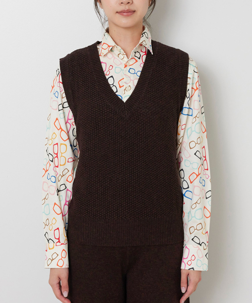 NARACAMICIE(ナラカミーチェ)の「【NARACAMICIE】【セットアップ対応】鹿の子ニットベスト(ニット/セーター・レディース・ブラウン/ブラック・M)」の6枚目の写真