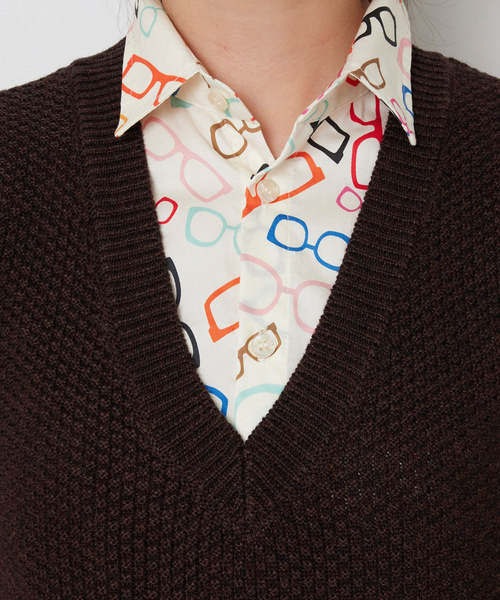 NARACAMICIE(ナラカミーチェ)の「【NARACAMICIE】【セットアップ対応】鹿の子ニットベスト(ニット/セーター・レディース・ブラウン/ブラック・M)」の9枚目の写真