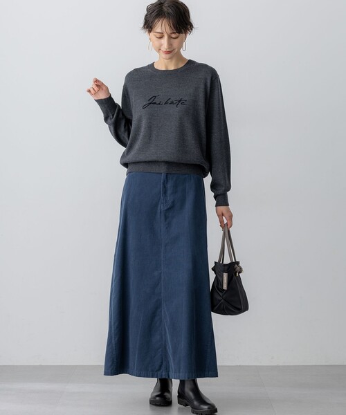 23区 L(ニジュウサンクオオキイサイズ)の「【洗える】インターシャ ロゴ ニット(ニット/セーター・レディース・ブラウン系/アイボリー系/グレー系・46/44)」の6枚目の写真
