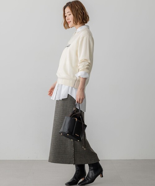 23区 L(ニジュウサンクオオキイサイズ)の「【洗える】インターシャ ロゴ ニット(ニット/セーター・レディース・ブラウン系/アイボリー系/グレー系・46/44)」の9枚目の写真