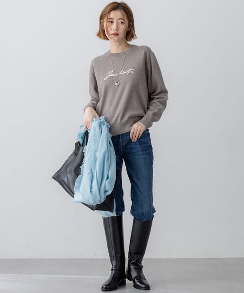 23区 L(ニジュウサンクオオキイサイズ)の「【洗える】インターシャ ロゴ ニット(ニット/セーター・レディース・ブラウン系/アイボリー系/グレー系・46/44)」の11枚目の写真