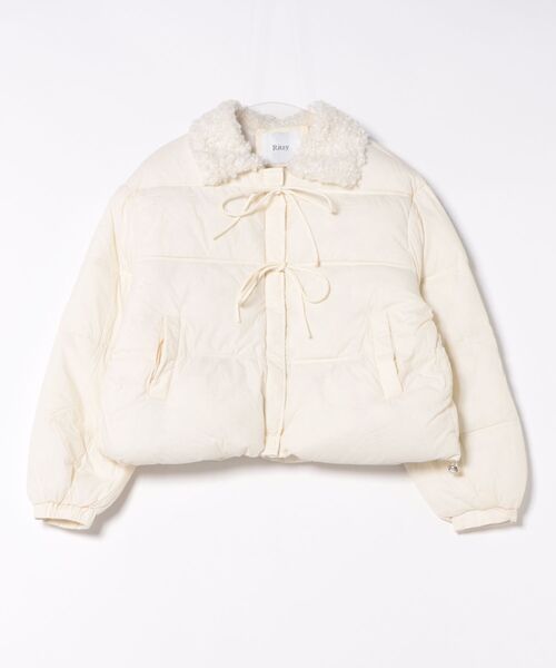 セール】フロントリボンデザイン 衿ボアエコダウンジャケット（ダウン