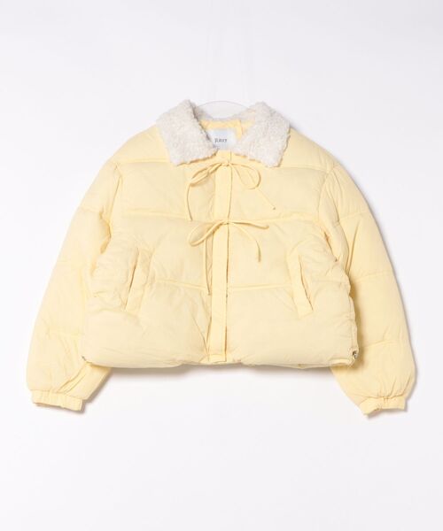 Ritzy（リッツィー）の「フロントリボンデザイン 衿ボアエコダウンジャケット（ダウンジャケット/コート・レディース・ブラック/ブルー/イエロー/アイボリー・M/L）」の5枚目の写真