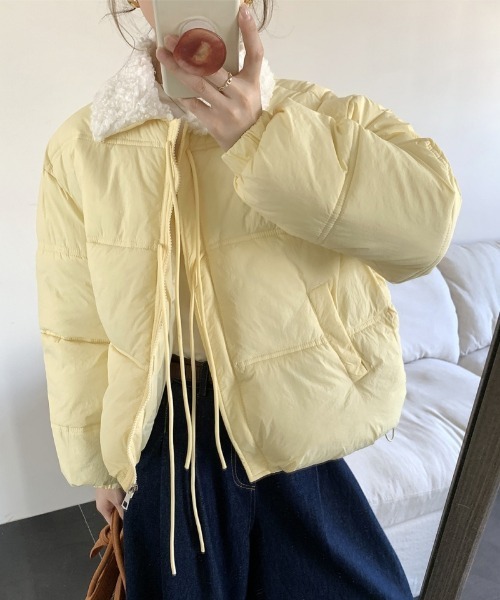 Ritzy（リッツィー）の「フロントリボンデザイン 衿ボアエコダウンジャケット（ダウンジャケット/コート・レディース・ブラック/ブルー/イエロー/アイボリー・M/L）」の17枚目の写真