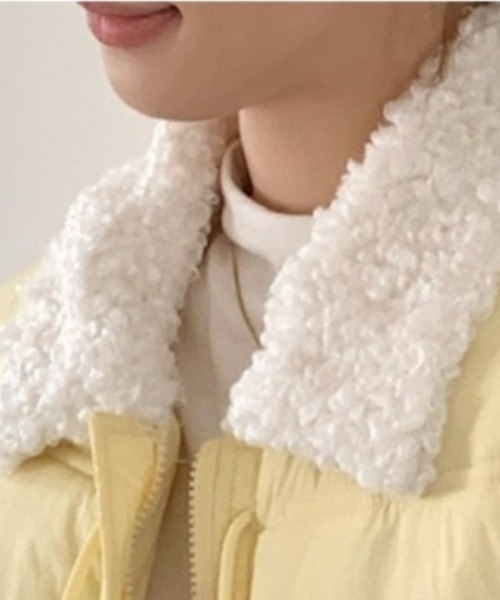 Ritzy（リッツィー）の「フロントリボンデザイン 衿ボアエコダウンジャケット（ダウンジャケット/コート・レディース・ブラック/ブルー/イエロー/アイボリー・M/L）」の12枚目の写真