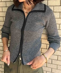 Ampirula（アンピルーラ）の「【2025AW】ニット 長袖 リブニット トップス 秋 秋冬 ダブルジップ バイカラー 冬 レディース（ニット/セーター）」