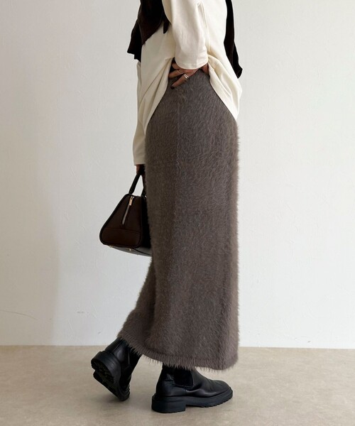 fredy emue（フレディエミュ）の「シャギーニットスカート（スカート・レディース・ミント/グレイッシュベージュ/オフホワイト・38）」の8枚目の写真
