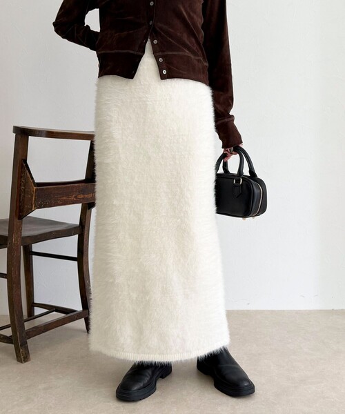 fredy emue（フレディエミュ）の「シャギーニットスカート（スカート・レディース・ミント/グレイッシュベージュ/オフホワイト・38）」の20枚目の写真