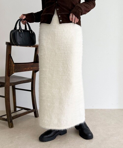 fredy emue（フレディエミュ）の「シャギーニットスカート（スカート・レディース・ミント/グレイッシュベージュ/オフホワイト・38）」の21枚目の写真
