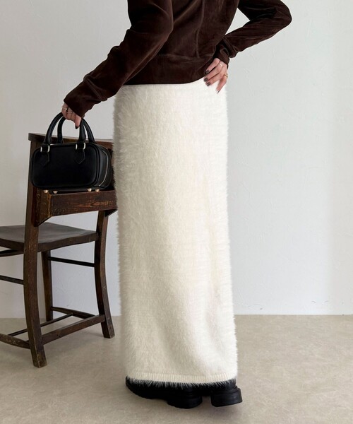 fredy emue（フレディエミュ）の「シャギーニットスカート（スカート・レディース・ミント/グレイッシュベージュ/オフホワイト・38）」の22枚目の写真