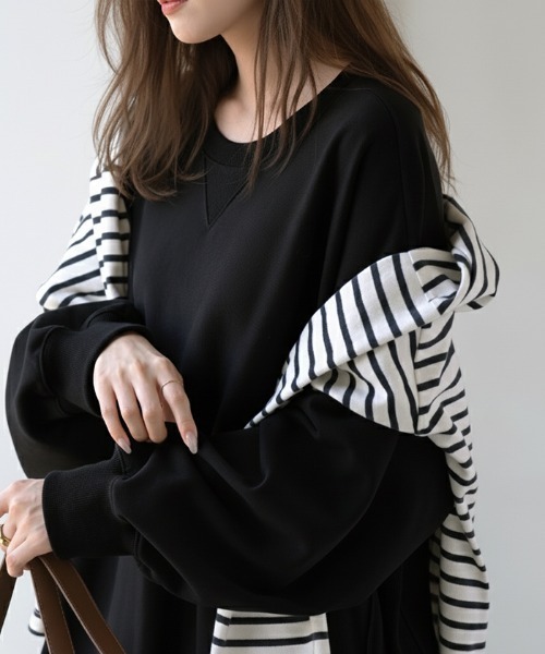 HUG.U（ハグユー）の「＜選べる着丈＞ 大人スウェットワンピ（ワンピース・レディース・ベージュ/ダークグレー/ライトグレー/ブラック/ライトブルー・レギュラー丈/トール丈）」の8枚目の写真