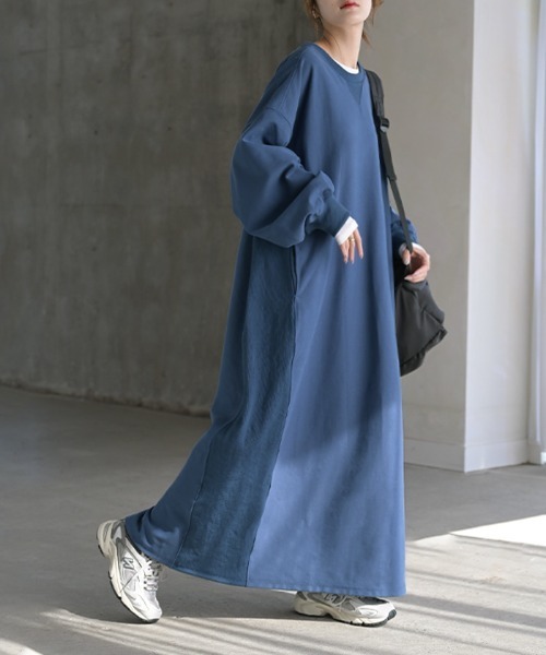 HUG.U（ハグユー）の「＜選べる着丈＞ 大人スウェットワンピ（ワンピース・レディース・ベージュ/ダークグレー/ライトグレー/ブラック/ライトブルー・レギュラー丈/トール丈）」の7枚目の写真