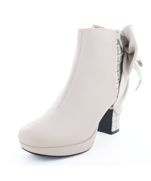 byあしながおじさん（バイアシナガオジサン）の「2WAYバックリボンブーツ　8700193（ブーツ・レディース・ブラック/アイボリー/ピンク・22.5cm/23cm/23.5cm/24cm/24.5cm）」の4枚目の写真