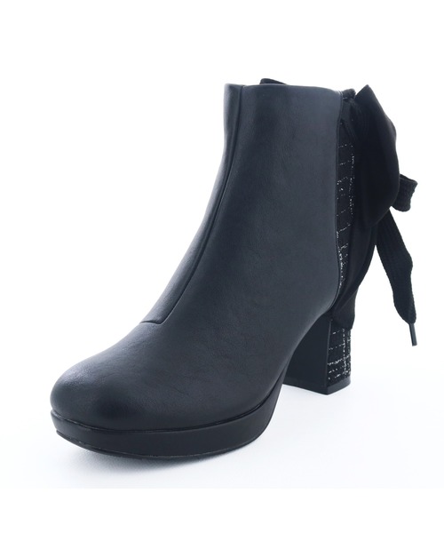 byあしながおじさん（バイアシナガオジサン）の「2WAYバックリボンブーツ　8700193（ブーツ・レディース・ブラック/アイボリー/ピンク・22.5cm/23cm/23.5cm/24cm/24.5cm）」の5枚目の写真