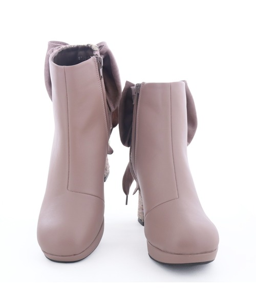 byあしながおじさん（バイアシナガオジサン）の「2WAYバックリボンブーツ　8700193（ブーツ・レディース・ブラック/アイボリー/ピンク・22.5cm/23cm/23.5cm/24cm/24.5cm）」の9枚目の写真