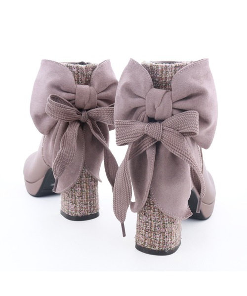 byあしながおじさん（バイアシナガオジサン）の「2WAYバックリボンブーツ　8700193（ブーツ・レディース・ブラック/アイボリー/ピンク・22.5cm/23cm/23.5cm/24cm/24.5cm）」の10枚目の写真