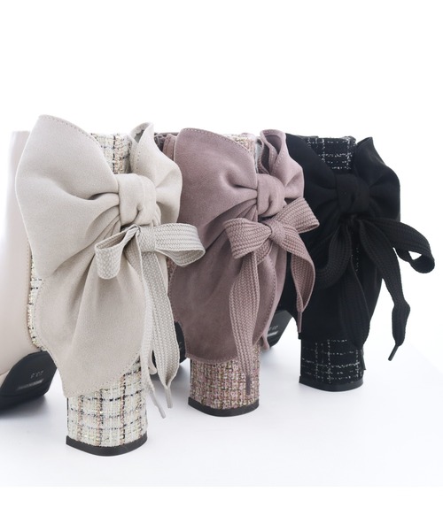 byあしながおじさん（バイアシナガオジサン）の「2WAYバックリボンブーツ　8700193（ブーツ・レディース・ブラック/アイボリー/ピンク・22.5cm/23cm/23.5cm/24cm/24.5cm）」の11枚目の写真