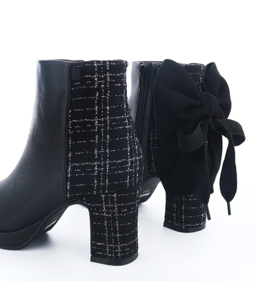 byあしながおじさん（バイアシナガオジサン）の「2WAYバックリボンブーツ　8700193（ブーツ・レディース・ブラック/アイボリー/ピンク・22.5cm/23cm/23.5cm/24cm/24.5cm）」の13枚目の写真