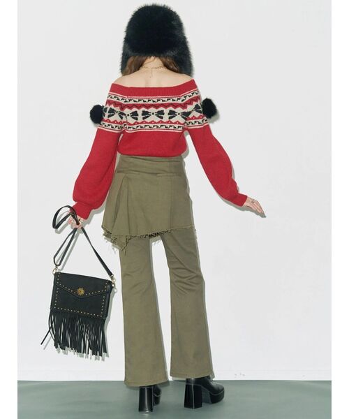 EVRIS（エヴリス）の「レイヤードフレアパンツ（その他パンツ・レディース・ブラック/カーキ・SMALL/MEDIUM）」の5枚目の写真