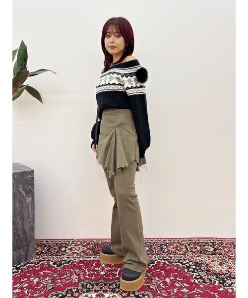 EVRIS（エヴリス）の「レイヤードフレアパンツ（その他パンツ・レディース・ブラック/カーキ・SMALL/MEDIUM）」の15枚目の写真