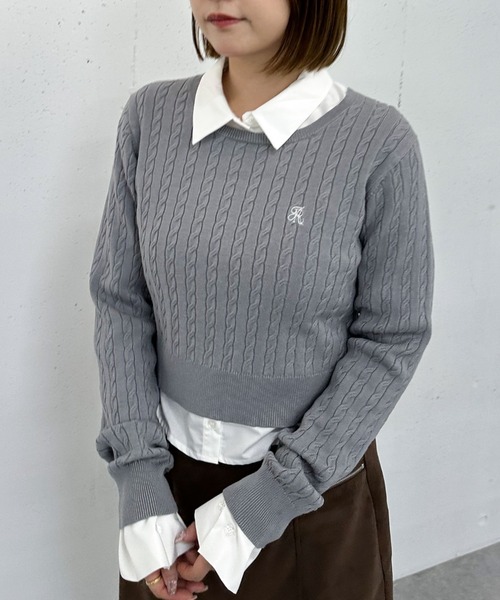archives(アルシーヴ)の「ロゴ刺繍ケーブルニットプルオーバー(ニット/セーター・レディース・グレー/アイボリー/ブラウン/イエロー・MEDIUM)」の21枚目の写真