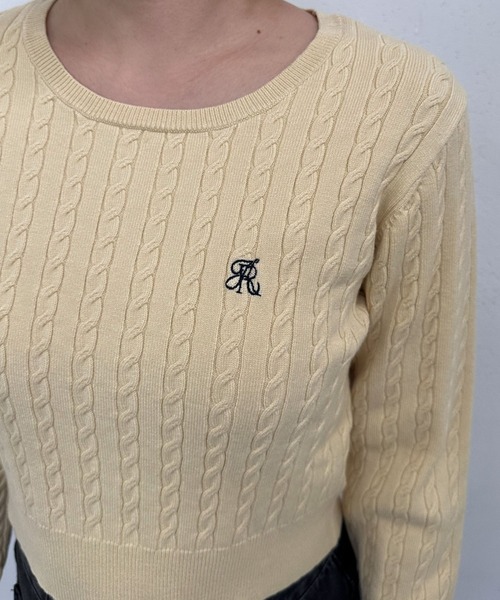 セール】ロゴ刺繍ケーブルニットプルオーバー（ニット/セーター 
