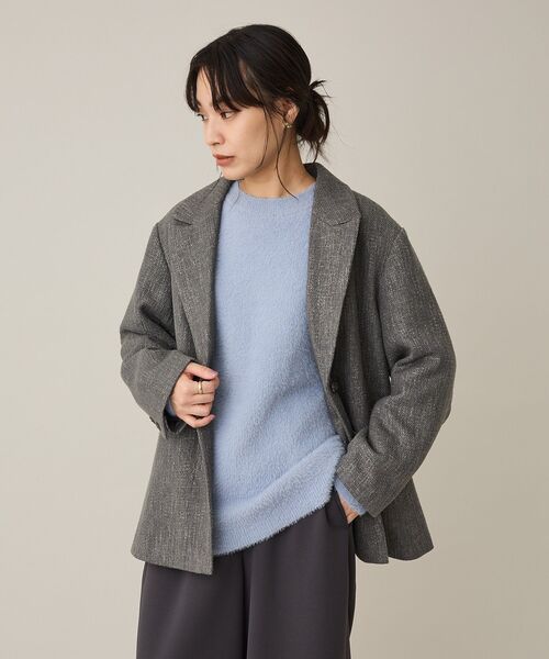 CRAFT STANDARD BOUTIQUE（クラフトスタンダードブティック）の「ツイードジャケット（テーラードジャケット・レディース・チャコールグレー/ダークブラウン・FREE）」の21枚目の写真