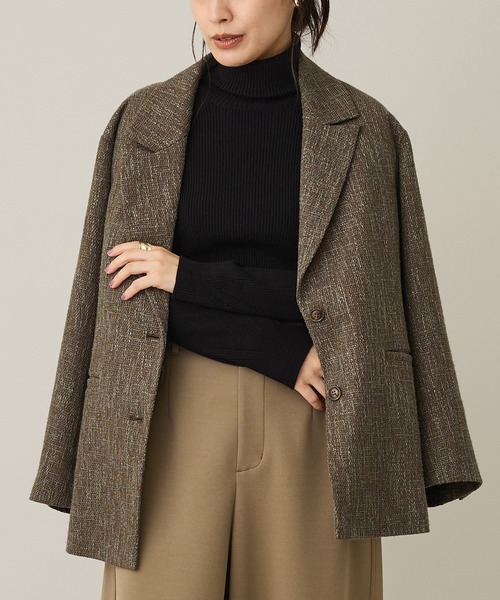 CRAFT STANDARD BOUTIQUE（クラフトスタンダードブティック）の「ツイードジャケット（テーラードジャケット・レディース・チャコールグレー/ダークブラウン・FREE）」の2枚目の写真