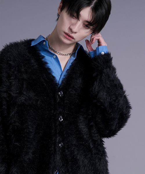 シルバーボタンラメシャギーニットカーディガン（カーディガン/ボレロ