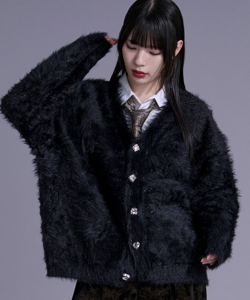 Ellno Loset（エルノロゼット）の「シルバーボタンラメシャギーニットカーディガン（カーディガン/ボレロ・メンズ・ワインレッド/ブラック/ブルー・SMALL/LARGE/MEDIUM）」の15枚目の写真
