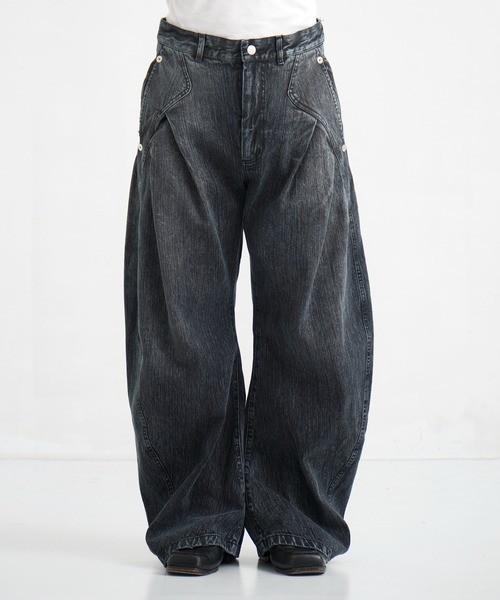 CONZ（コンズ）の「COLOR DYED SLAB CURVED DENIM（デニムパンツ・メンズ・グリーン/ブルー・1/2/3）」の12枚目の写真