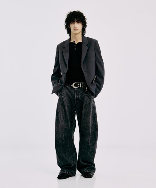 CONZ（コンズ）の「COLOR DYED SLAB CURVED DENIM（デニムパンツ・メンズ・グリーン/ブルー・1/2/3）」の9枚目の写真