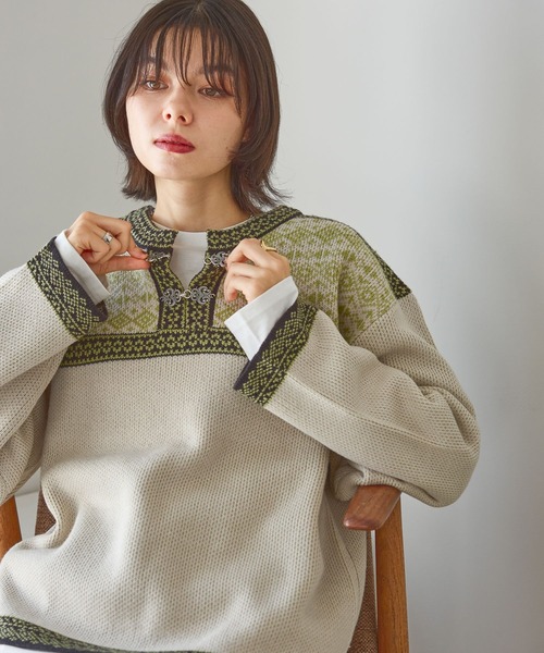 セール】トライバルジャガードニットプルオーバー（ニット/セーター