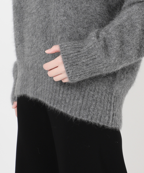 qualite ラメフレアニットプルオーバー チャコールグレー 新品✨ qualite ラメフレアニットプルオーバー チャコールグレー 新品✨