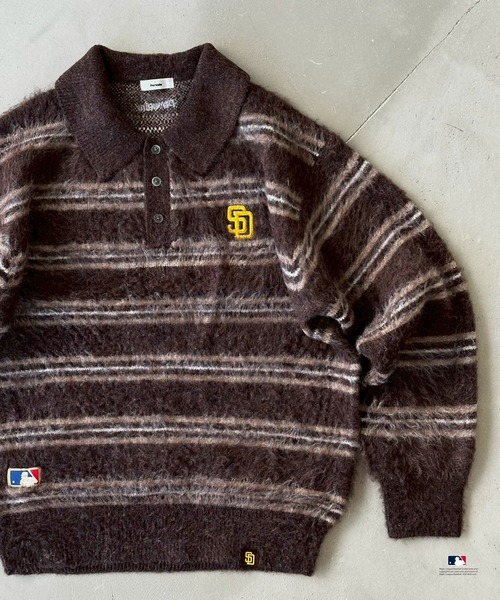 セール】Perushu × MLB モヘアライクボーダーポロニット（ニット