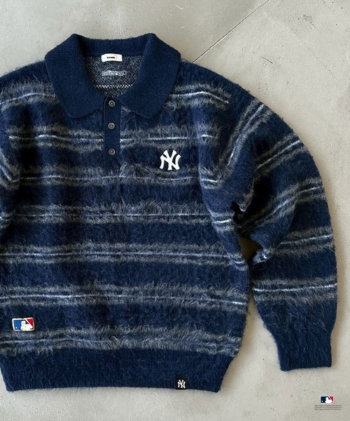 Perushu（ペルーシュ）の「Perushu × MLB モヘアライクボーダーポロニット（ニット/セーター・メンズ・チャコールグレー/ブラウン/ネイビー・LARGE/SMALL/MEDIUM）」の17枚目の写真