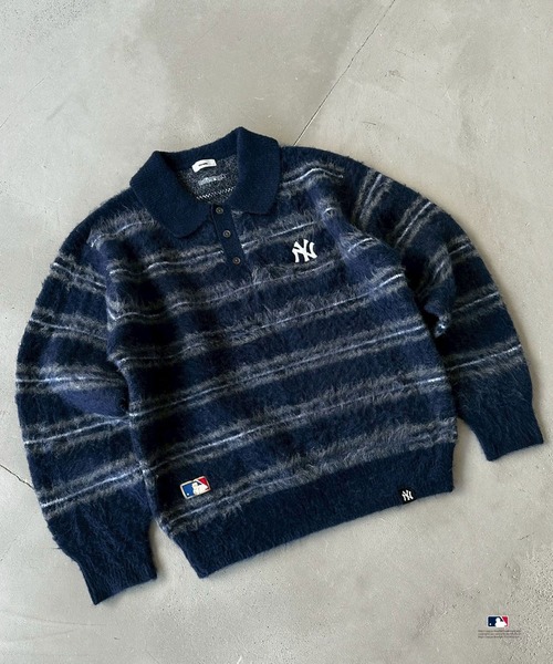 Perushu（ペルーシュ）の「Perushu × MLB モヘアライクボーダーポロニット（ニット/セーター・メンズ・チャコールグレー/ブラウン/ネイビー・LARGE/SMALL/MEDIUM）」の16枚目の写真