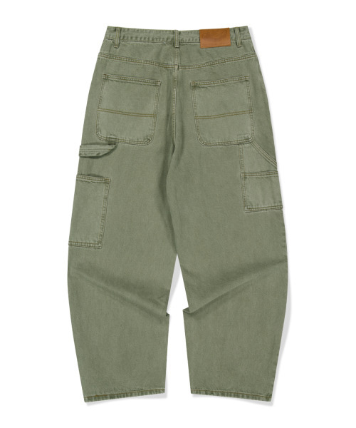WKNDRS(ウィーキャンドース)の「DRAGGY WORK PANTS (OLIVE)(デニムパンツ・レディース・その他・LARGE/MEDIUM/SMALL/X-LARGE)」の1枚目の写真