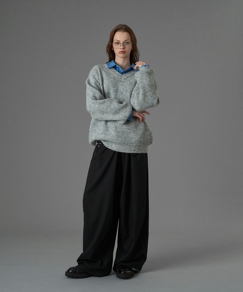 ONCILY(オンシェリー)の「WOOL BLEND COLOR NEP V-NECK KNIT / カラーネップVネックニット(ニット/セーター・メンズ・グレー/チャコールグレー/ブルー・SMALL/MEDIUM/LARGE)」の9枚目の写真