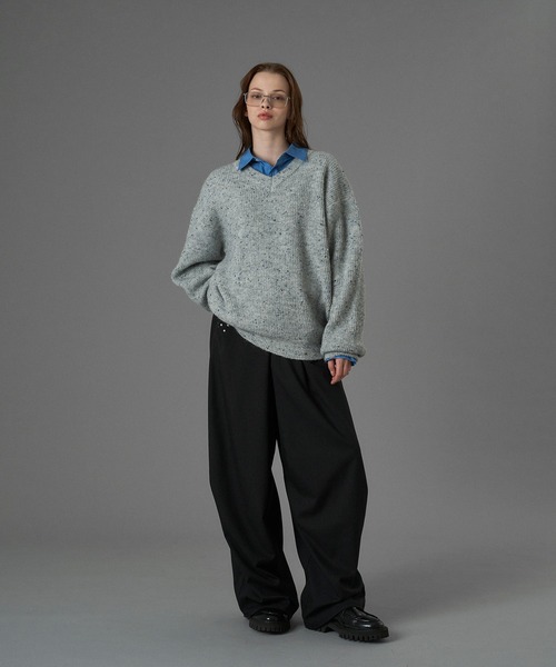 ONCILY(オンシェリー)の「WOOL BLEND COLOR NEP V-NECK KNIT / カラーネップVネックニット(ニット/セーター・メンズ・グレー/チャコールグレー/ブルー・SMALL/MEDIUM/LARGE)」の10枚目の写真