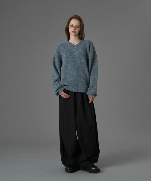 ONCILY(オンシェリー)の「WOOL BLEND COLOR NEP V-NECK KNIT / カラーネップVネックニット(ニット/セーター・メンズ・グレー/チャコールグレー/ブルー・SMALL/MEDIUM/LARGE)」の17枚目の写真