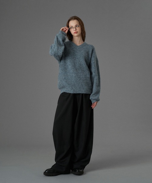 ONCILY(オンシェリー)の「WOOL BLEND COLOR NEP V-NECK KNIT / カラーネップVネックニット(ニット/セーター・メンズ・グレー/チャコールグレー/ブルー・SMALL/MEDIUM/LARGE)」の18枚目の写真