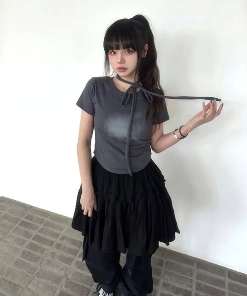 FLAREUP（フレアアップ）の「Vanish Tie Scarf T-Shirt (FL-114_Black)（Tシャツ/カットソー・レディース・ブラック・FREE）」の18枚目の写真