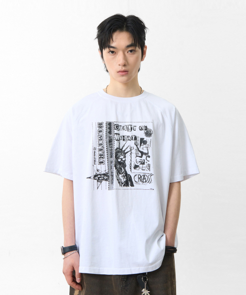 DIMITRI BLACK（ディミトリブラック）の「ラグラン配色ピグメントアートワーク半袖Tシャツ_ホワイト（Tシャツ/カットソー・レディース・その他・LARGE/X-LARGE/MEDIUM）」の4枚目の写真