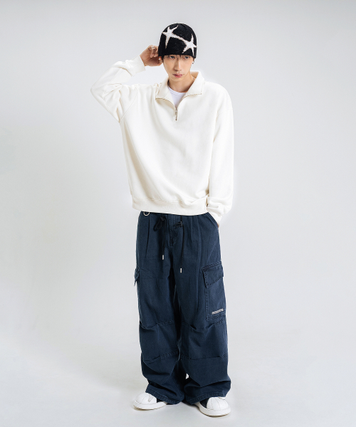 LEMAIN SECOND（リメインセカンド）の「OVERFIT HALF ZIP-UP COLLAR NECK SWEAT SHIRT [CREAM] - FLEECE ver（スウェット・レディース・その他・X-LARGE/SMALL/MEDIUM/LARGE）」の2枚目の写真