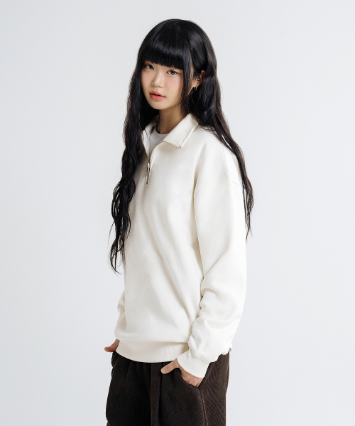 LEMAIN SECOND（リメインセカンド）の「OVERFIT HALF ZIP-UP COLLAR NECK SWEAT SHIRT [CREAM] - FLEECE ver（スウェット・レディース・その他・X-LARGE/SMALL/MEDIUM/LARGE）」の3枚目の写真